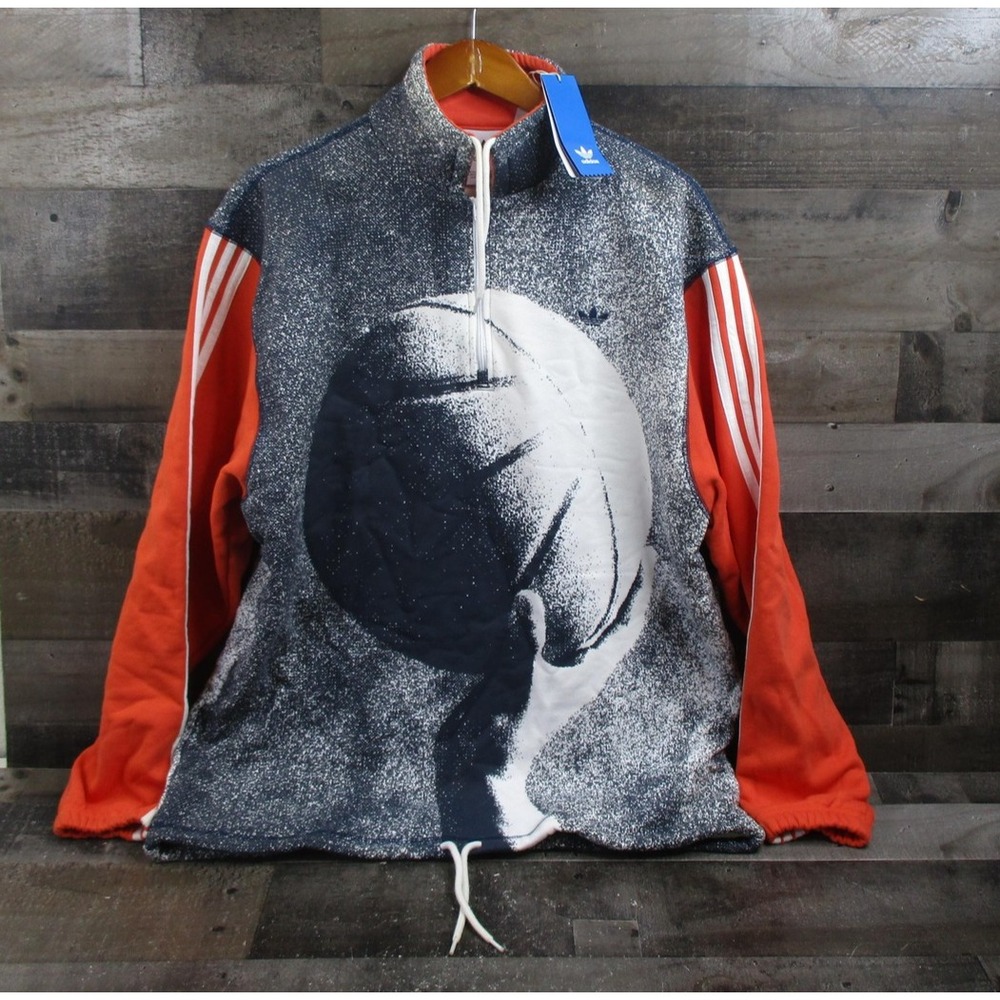 Adidas Sweatshirt Mens Medium Originals Streetball Half Zip Pullover Graphic NEW